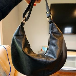 Quince Italian Leather Shoulder Bag Black